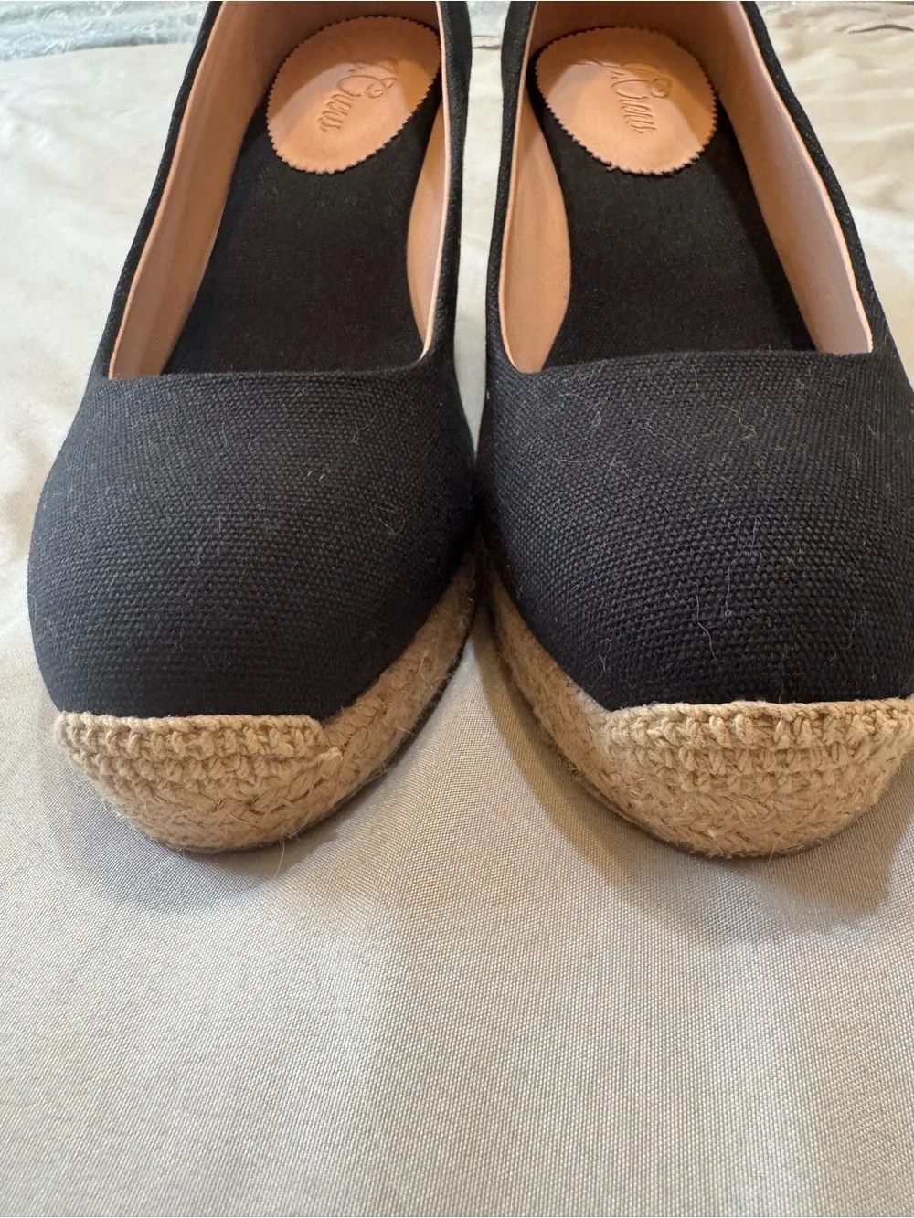 NWOT J. Crew Seville Black Canvas Espadrille Wedges Size 9